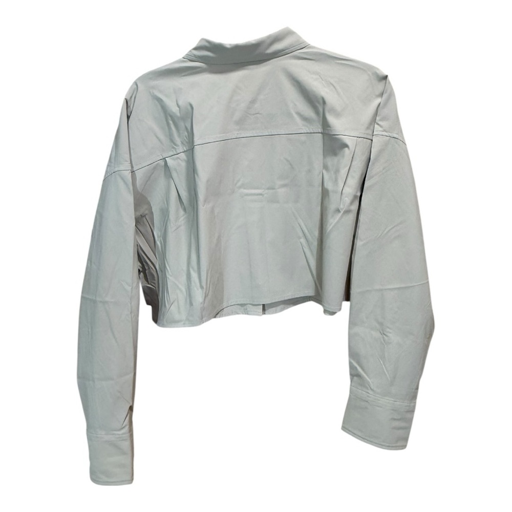 Athleta Midday Cropped Poplin Shirt NWT Size L Ecru Tan UPF 40+ NWT - Picture 6 of 10